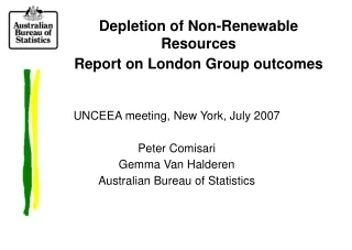 Depletion of Non-Renewable Resources Report on London Group outcomes