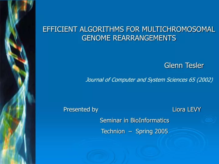 efficient algorithms for multichromosomal genome