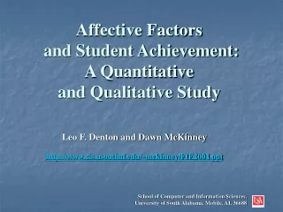Affective Factors  and Student Achievement:   A Quantitative  and Qualitative Study