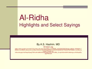 Al-Ridha Highlights and Select Sayings