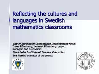 Reflecting the cultures and languages in Swedish mathematics classrooms