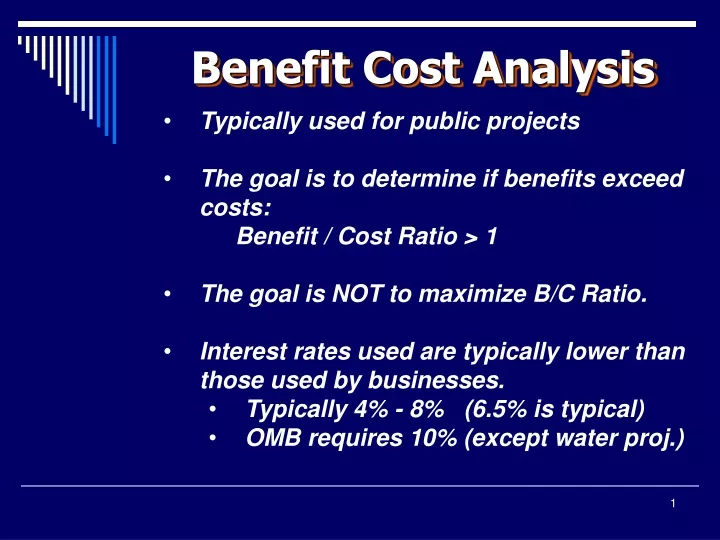 benefit cost analysis