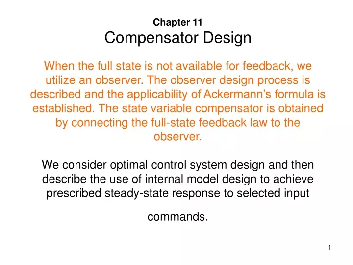 chapter 11 compensator design when the full state