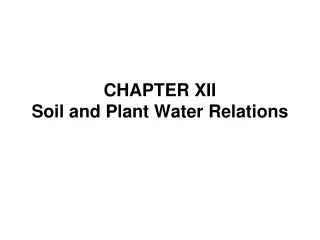 CHAPTER XII   Soil and Plant Water Relations