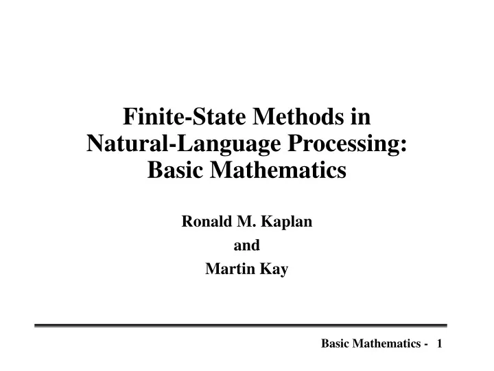 finite state methods in natural language processing basic mathematics