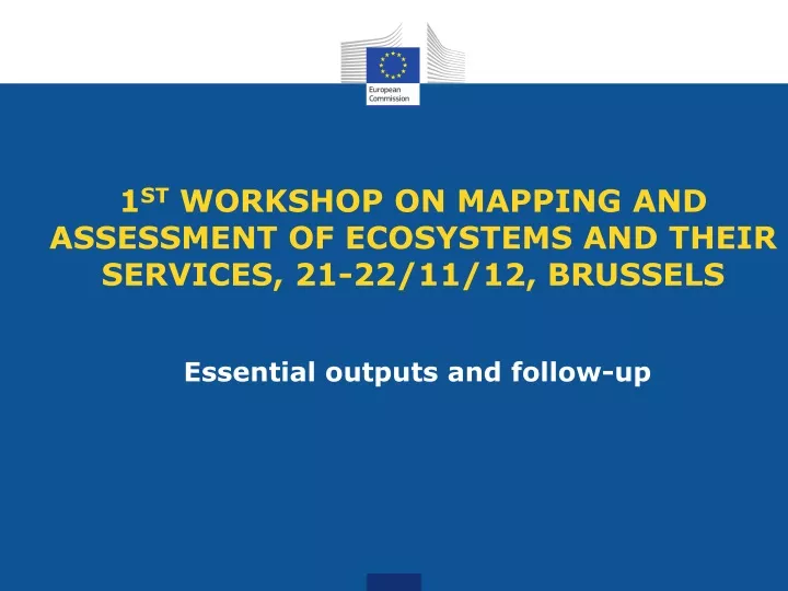 1 st workshop on mapping and assessment of ecosystems and their services 21 22 11 12 brussels