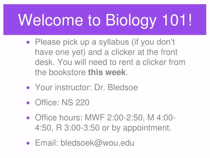 welcome to biology 101