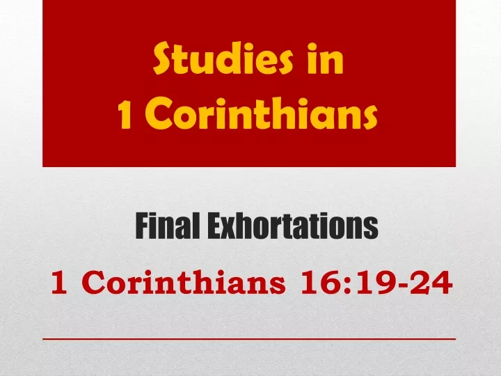 studies in 1 corinthians