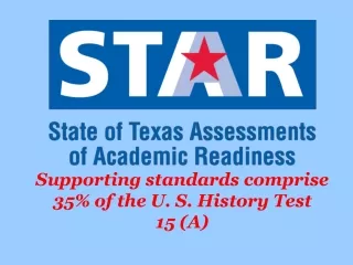 Supporting standards comprise 35% of the U. S. History Test 15 (A)