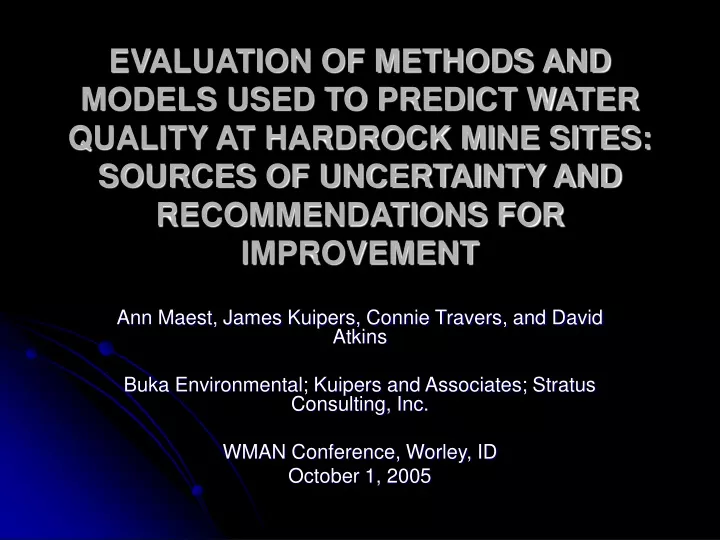 evaluation of methods and models used to predict