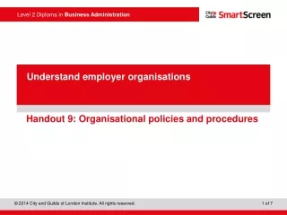 Handout 9: Organisational policies and procedures