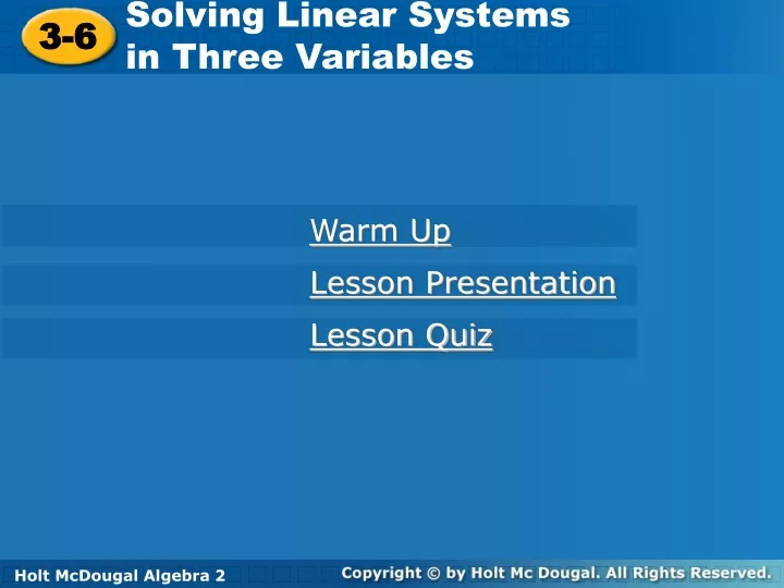 solving linear systems in three variables