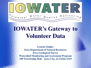 IOWATER’s Gateway to Volunteer Data