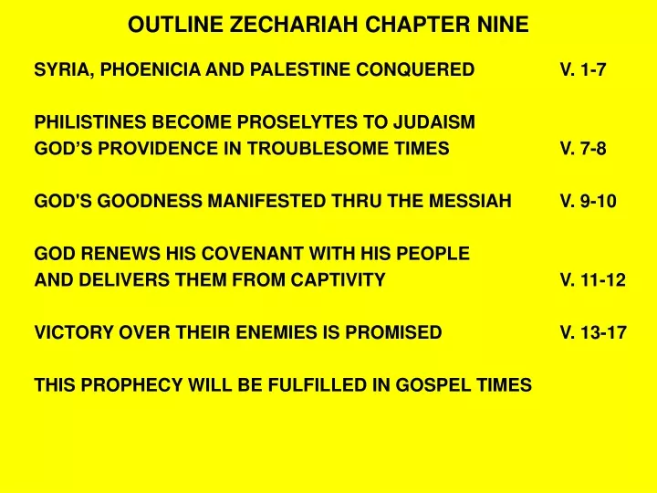 outline zechariah chapter nine