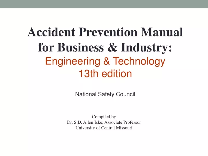 accident prevention manual for business industry
