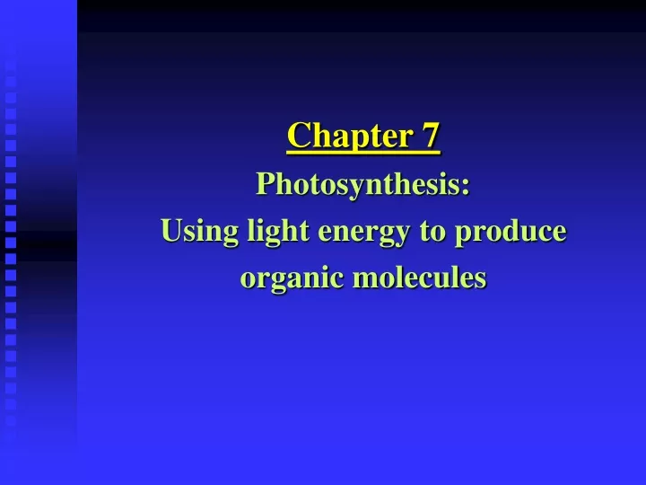 chapter 7 photosynthesis using light energy