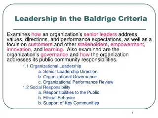 Leadership in the Baldrige Criteria