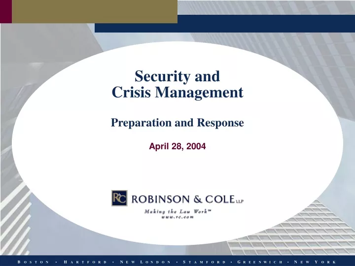 security and crisis management preparation and response