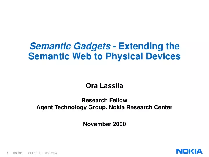 semantic gadgets extending the semantic web to physical devices