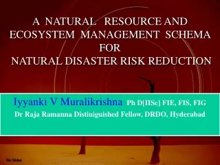 A  NATURAL   RESOURCE AND ECOSYSTEM  MANAGEMENT  SCHEMA  FOR   NATURAL DISASTER RISK REDUCTION