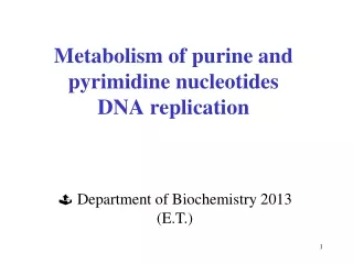 Metabolism of purine and pyrimidine nucleotides DNA replication