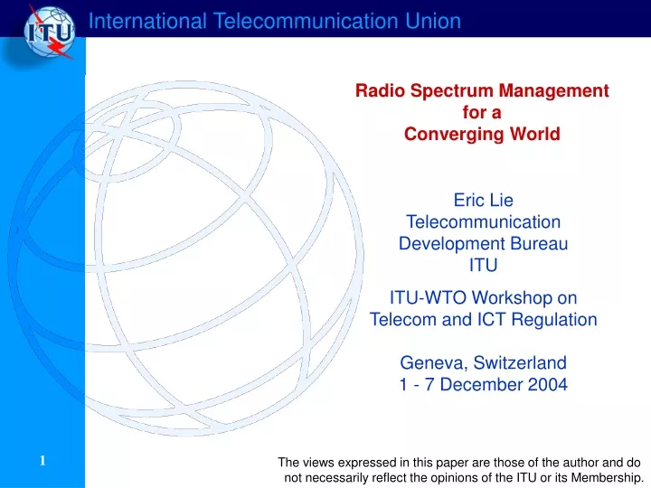 radio spectrum management for a converging world