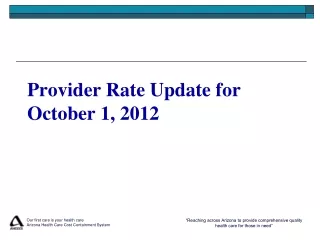 Provider Rate Update for October 1, 2012