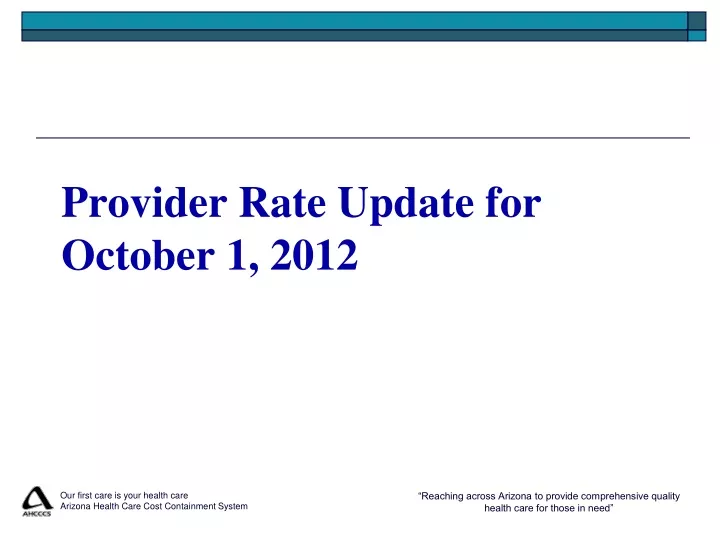 provider rate update for october 1 2012