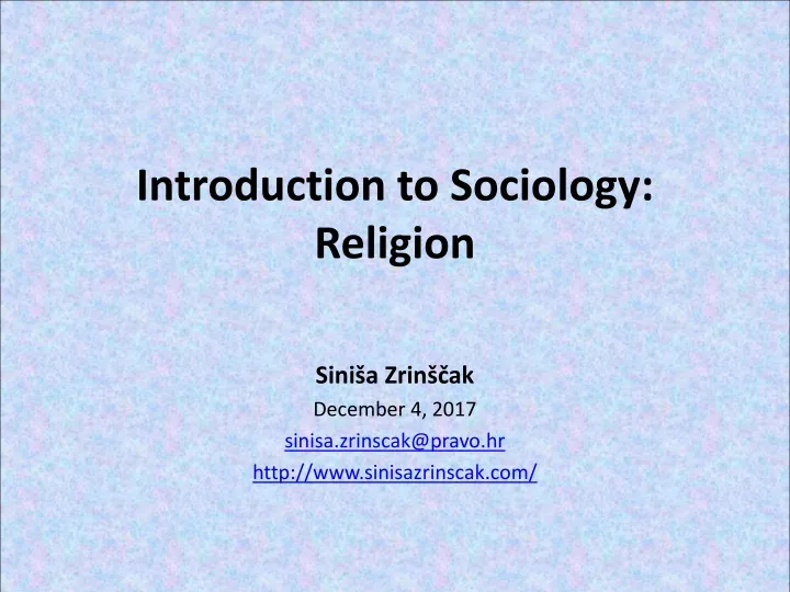 introduction to sociology religion