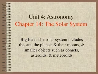 Unit 4: Astronomy Chapter 14: The Solar System
