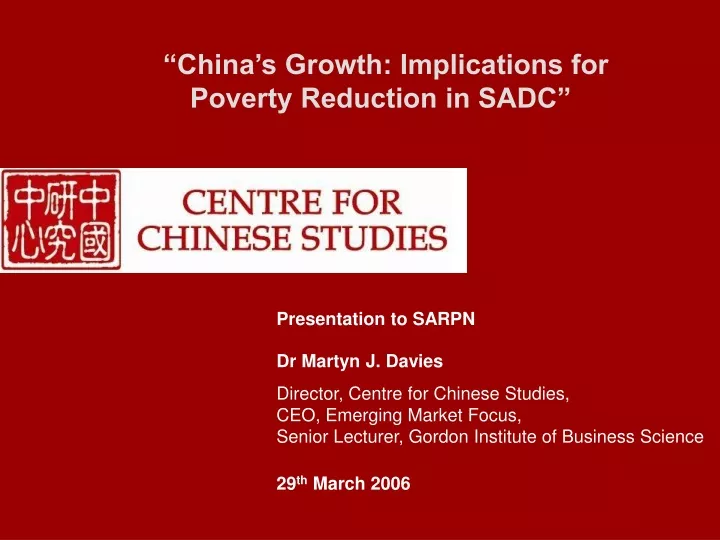 china s growth implications for poverty reduction