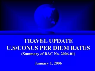 travel update u s conus per diem rates summary of bac no 2006 01 january 1 2006