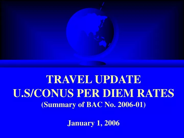 travel update u s conus per diem rates summary of bac no 2006 01 january 1 2006