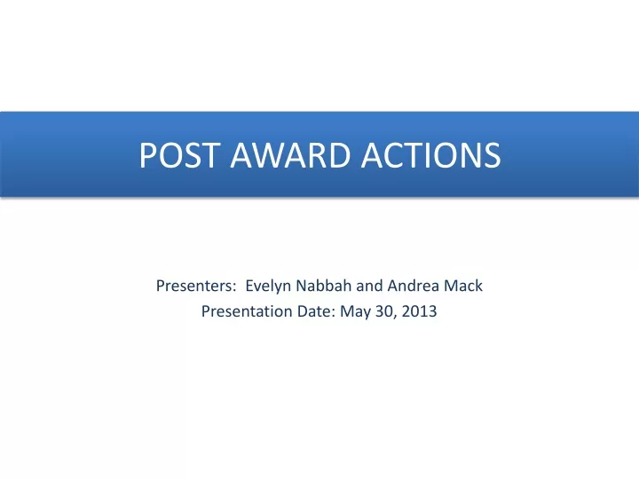 post award actions