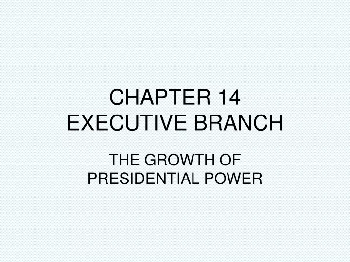 chapter 14 executive branch