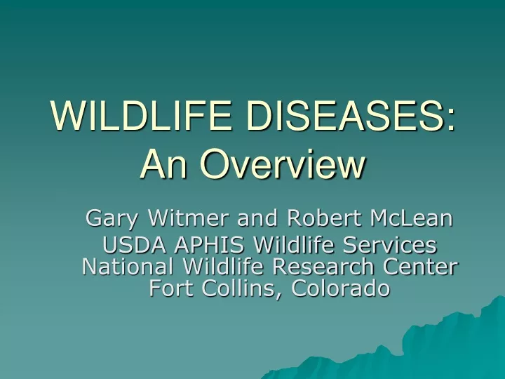 wildlife diseases an overview