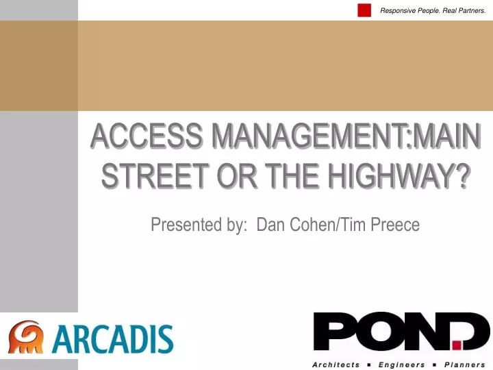 access management main street or the highway