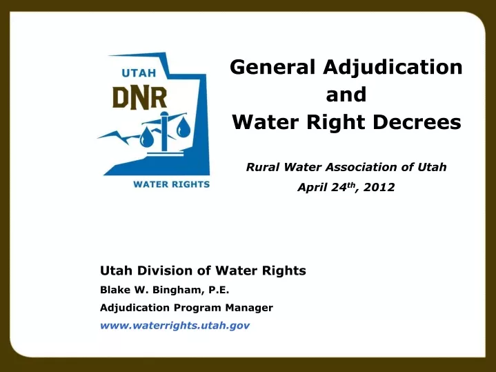 general adjudication and water right decrees