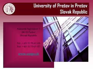 University of Prešov in Prešov Slovak Republic