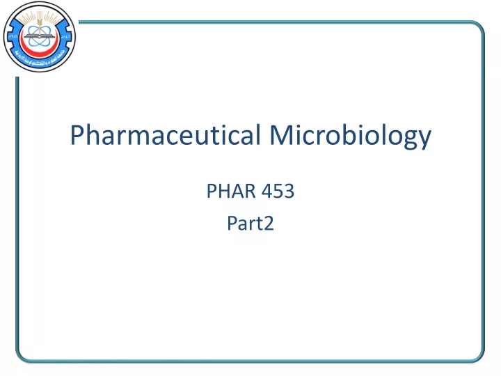 pharmaceutical microbiology