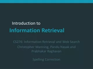 CS276: Information Retrieval and Web Search