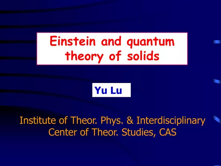 einstein and quantum theory of solids