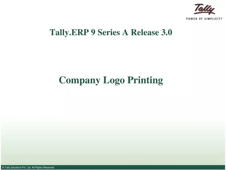 tally erp 9 series a release 3 0 company logo printing