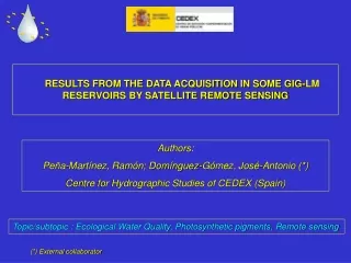 RESULTS FROM THE DATA ACQUISITION IN SOME GIG-LM RESERVOIRS BY SATELLITE REMOTE SENSING