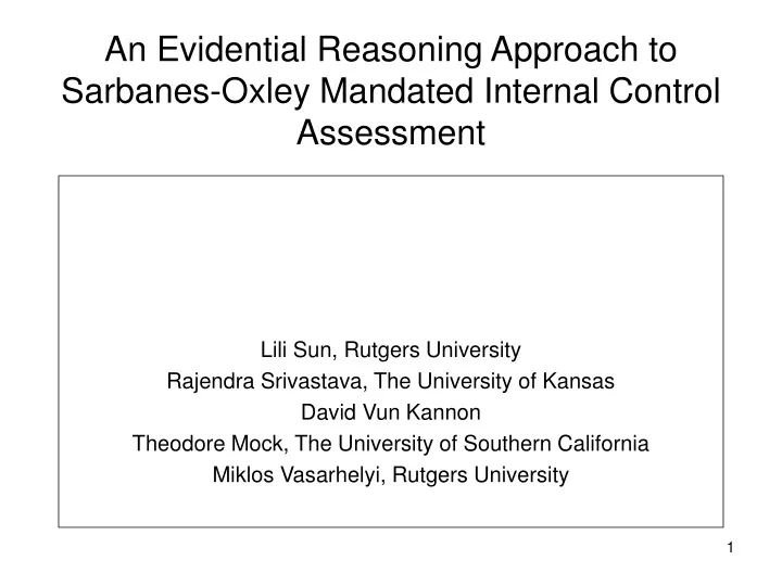 an evidential reasoning approach to sarbanes