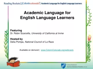 Academic Language for  English Language Learners