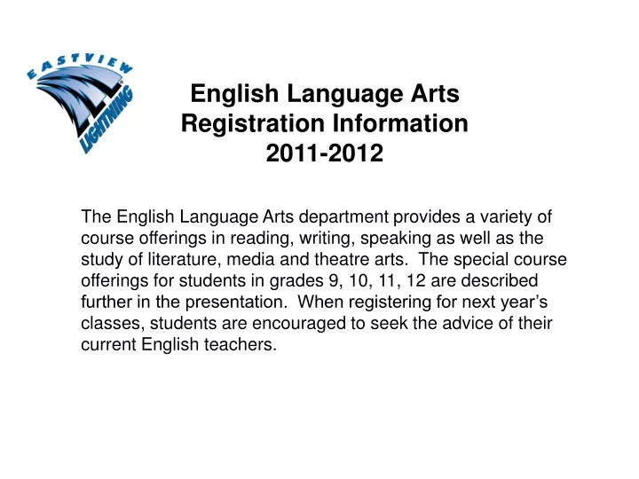 english language arts registration information
