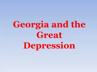 Georgia and the Great Depression