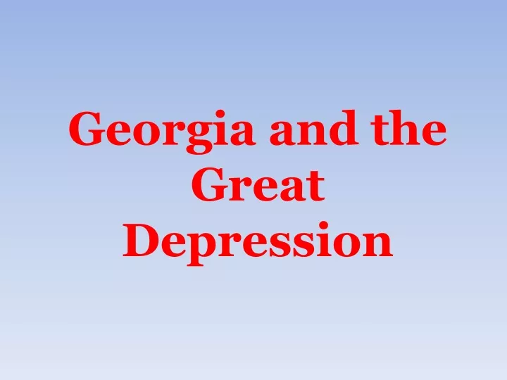 georgia and the great depression