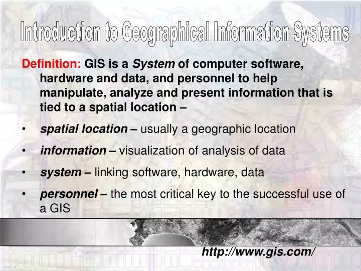 introduction to geographical information systems